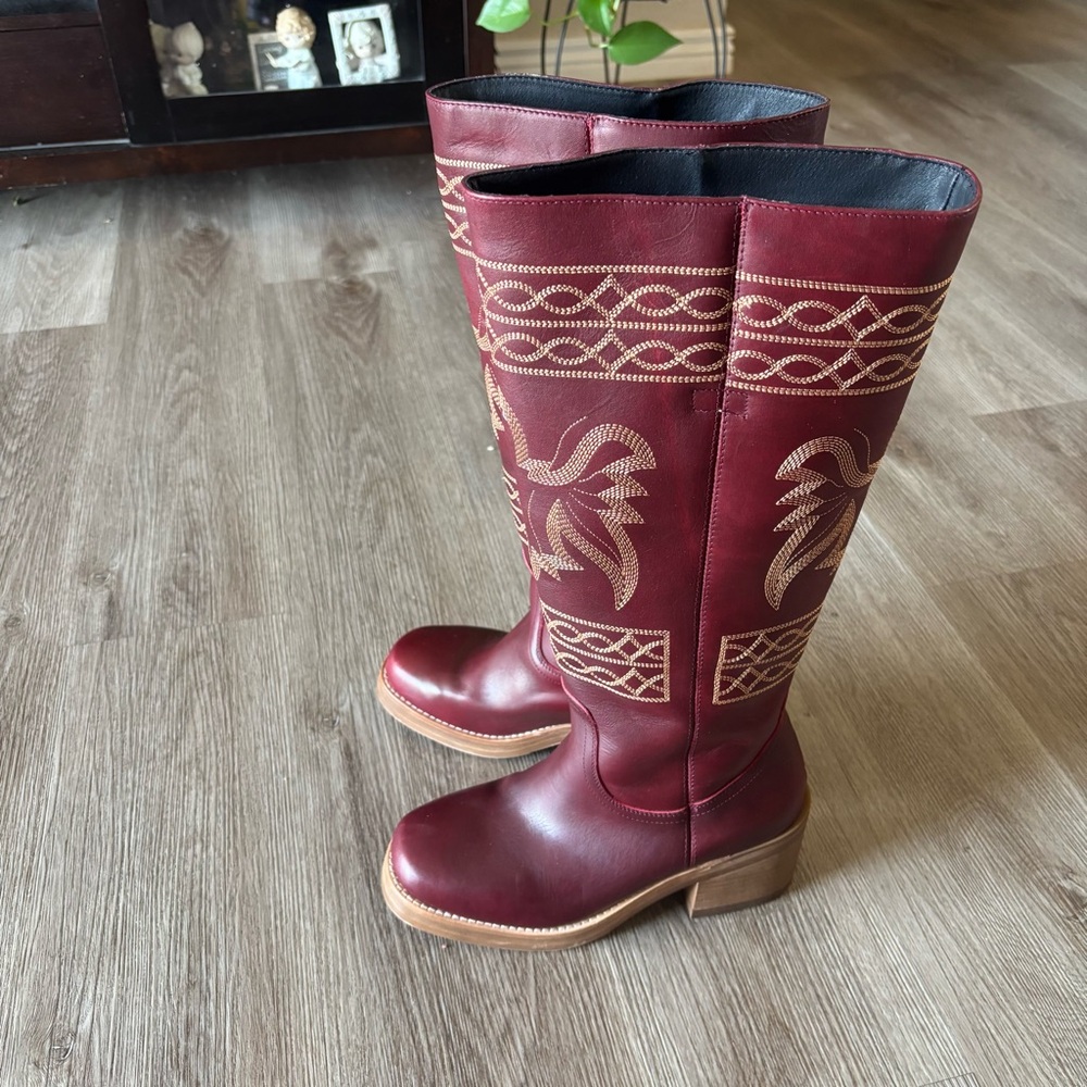 Free People Dingo Avalon Equestrian Tall Boots Leather Embroidery - Picture 7 of 12